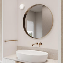 Load image into Gallery viewer, Reals Dome Outdoor LED Flush Mount Ceiling Light in bathroom.
