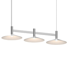 Load image into Gallery viewer, Systema Staccato™ LED Multi Light Pendant Light in Bright Satin Aluminum (3-Light/Shallow Cone Shade).
