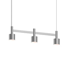 Load image into Gallery viewer, Systema Staccato™ LED Multi Light Pendant Light in Bright Satin Aluminum (3-Light/Drum Shade).
