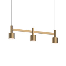 Load image into Gallery viewer, Systema Staccato™ LED Multi Light Pendant Light in Satin Brass (3-Light/Drum Shade).

