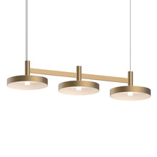 Load image into Gallery viewer, Systema Staccato™ LED Multi Light Pendant Light in Satin Brass (3-Light/Pan Shade).
