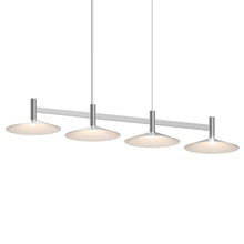 Load image into Gallery viewer, Systema Staccato™ LED Multi Light Pendant Light in Bright Satin Aluminum (4-Light/Shallow Cone Shade).
