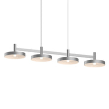 Load image into Gallery viewer, Systema Staccato™ LED Multi Light Pendant Light in Bright Satin Aluminum (4-Light/Pan Shade).
