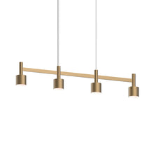 Load image into Gallery viewer, Systema Staccato™ LED Multi Light Pendant Light in Satin Brass (4-Light/Drum Shade).
