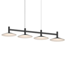 Load image into Gallery viewer, Systema Staccato™ LED Multi Light Pendant Light in Satin Black (4-Light/Shallow Cone Shade).
