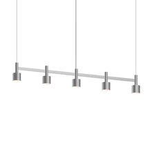 Load image into Gallery viewer, Systema Staccato™ LED Multi Light Pendant Light in Bright Satin Aluminum (5-Light/Drum Shade).
