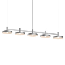 Load image into Gallery viewer, Systema Staccato™ LED Multi Light Pendant Light in Bright Satin Aluminum (5-Light/Pan Shade).
