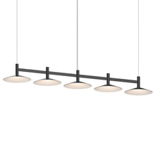 Load image into Gallery viewer, Systema Staccato™ LED Multi Light Pendant Light in Satin Black (5-Light/Shallow Cone Shade).
