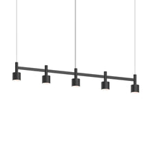 Load image into Gallery viewer, Systema Staccato™ LED Multi Light Pendant Light in Satin Black (5-Light/Drum Shade).
