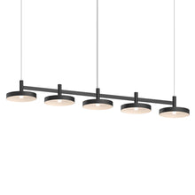 Load image into Gallery viewer, Systema Staccato™ LED Multi Light Pendant Light in Satin Black (5-Light/Pan Shade).
