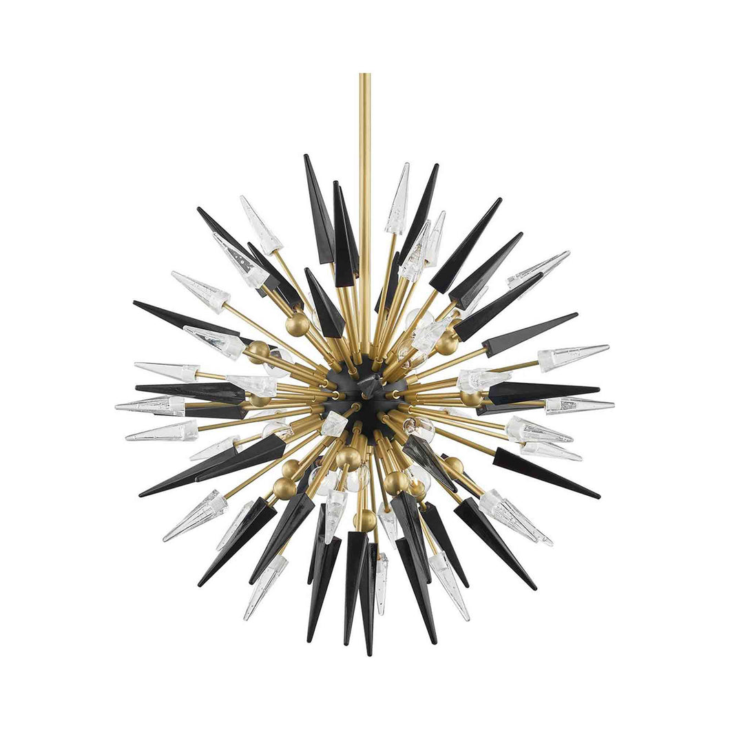 Sparta Chandelier in 12-Light/Aged Brass.