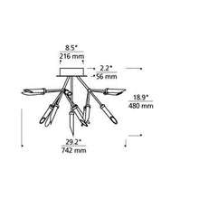 Load image into Gallery viewer, Spur LED Semi Flush Mount Ceiling Light - line drawing.
