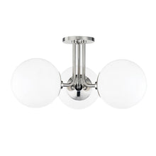 Load image into Gallery viewer, Stella 3-Light Semi-Flush Mount Ceiling Light in Polished Nickel.
