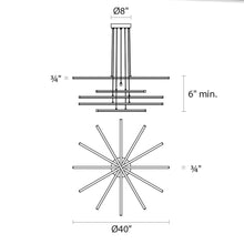 Load image into Gallery viewer, Stix LED Pendant Light - line drawing.
