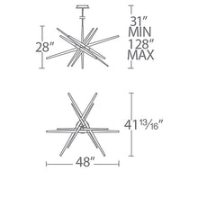 Load image into Gallery viewer, Stormy LED Chandelier- line drawing.
