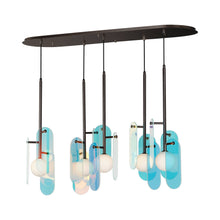 Load image into Gallery viewer, Megalith LED Multi Light Pendant Light in Dichroic Glass/Brushed Bronze.
