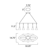 Load image into Gallery viewer, Scan Multi Light Pendant Light - line drawing.
