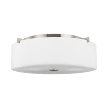 Load image into Gallery viewer, Sunset Drive Flush Mount Ceiling Light in 3-Light/Brushed Steel.
