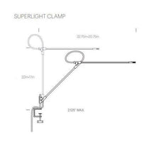 Load image into Gallery viewer, Superlight LED Clamp Table Lamp - line drawing.
