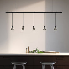 Load image into Gallery viewer, Suspenders® 1-Tier Linear LED Pendant Light in living room.
