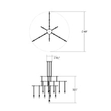 Load image into Gallery viewer, Suspenders® 4-Tier Tri-Bar LED Pendant Light - line drawing.
