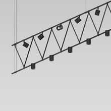 Load image into Gallery viewer, Suspenders® Flat Truss Linear LED Suspension Light in Detail.
