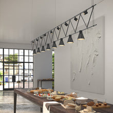 Load image into Gallery viewer, Suspenders® Flat Truss Linear LED Suspension Light in dining room.
