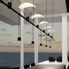 Load image into Gallery viewer, Suspenders® In-Line Linear LED Pendant Light in living room.
