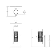 Load image into Gallery viewer, Suspenders® Standard Single LED Wall Light - line drawing.
