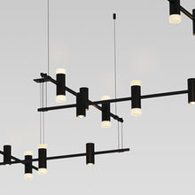 Load image into Gallery viewer, Suspenders® Zig Zag LED Pendant Light with Double Ended Cylinders in Detail.
