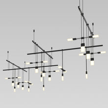 Load image into Gallery viewer, Suspenders® Zig Zag LED Pendant Light with Etched Chiclet Luminaires in Detail.
