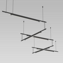 Load image into Gallery viewer, Suspenders® Zig Zag LED Pendant Light with Light Bar Luminaires in Detail.
