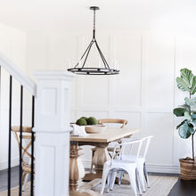 Load image into Gallery viewer, Sutton Chandelier in dining room.
