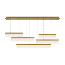 Load image into Gallery viewer, Sweep LED Linear Suspension Light in Aged Brass.
