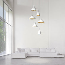 Load image into Gallery viewer, Swell LED Multi-Light Pendant Light in living room.
