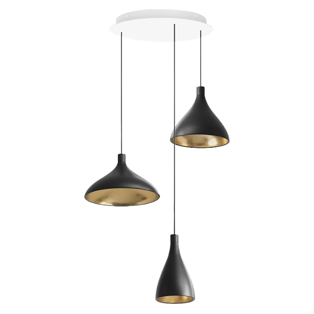 Swell LED Multi-Light Pendant Light in Black.