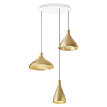 Load image into Gallery viewer, Swell LED Multi-Light Pendant Light in Brass.
