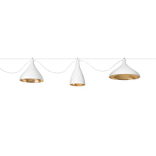 Load image into Gallery viewer, Swell LED String Mixed Pendant Light in White/Brass (Large).
