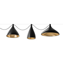 Load image into Gallery viewer, Swell LED String Mixed Pendant Light in Black/Brass (X-Large).
