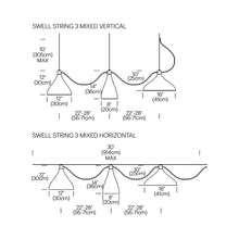 Load image into Gallery viewer, Swell LED String Mixed Pendant Light - line drawing.
