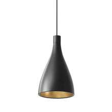 Load image into Gallery viewer, Swell LED Pendant Light in Black and Brass.
