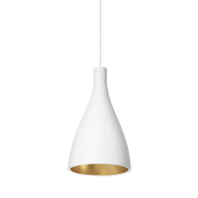 Load image into Gallery viewer, Swell LED Pendant Light in White/Brass/Narrow.

