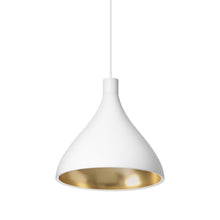 Load image into Gallery viewer, Swell LED Pendant Light in White/Brass/Medium.
