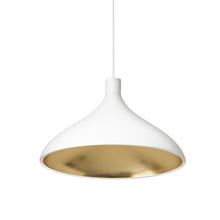 Load image into Gallery viewer, Swell LED Pendant Light in White/Brass/Wide.
