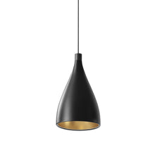 Load image into Gallery viewer, Swell LED Pendant Light in Black/Brass/XL Narrow.
