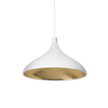 Load image into Gallery viewer, Swell LED Pendant Light in White/Brass/XL Wide.
