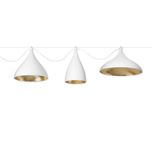 Load image into Gallery viewer, Swell LED String Mixed Pendant Light in White/Brass.
