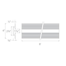 Load image into Gallery viewer, Symmetrical 8 Foot Linear Architectural LED Recessed Channel - line drawing.
