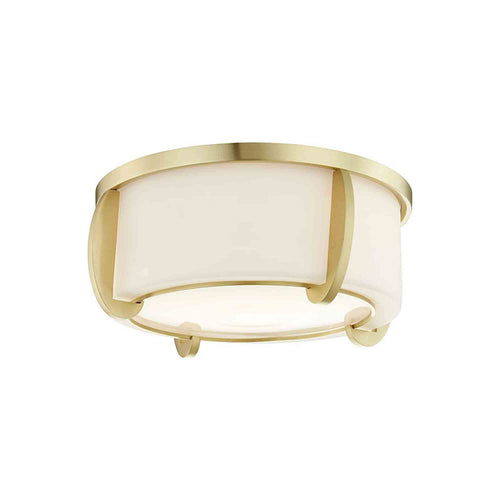 Talon Flush Mount Ceiling Light in Aged Brass.