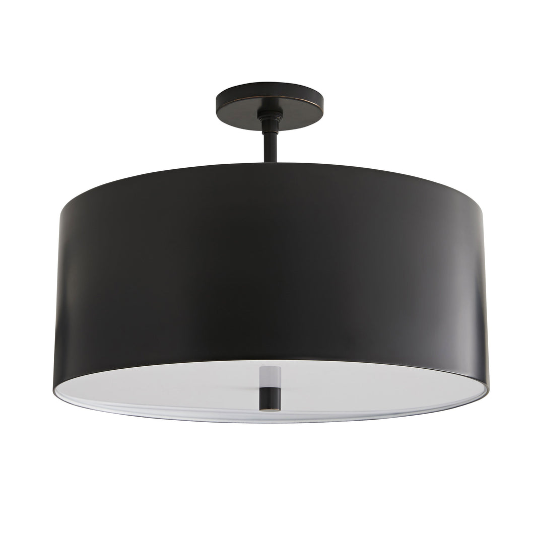 Tarbell Semi-Flush Mount Ceiling Light in Bronze.